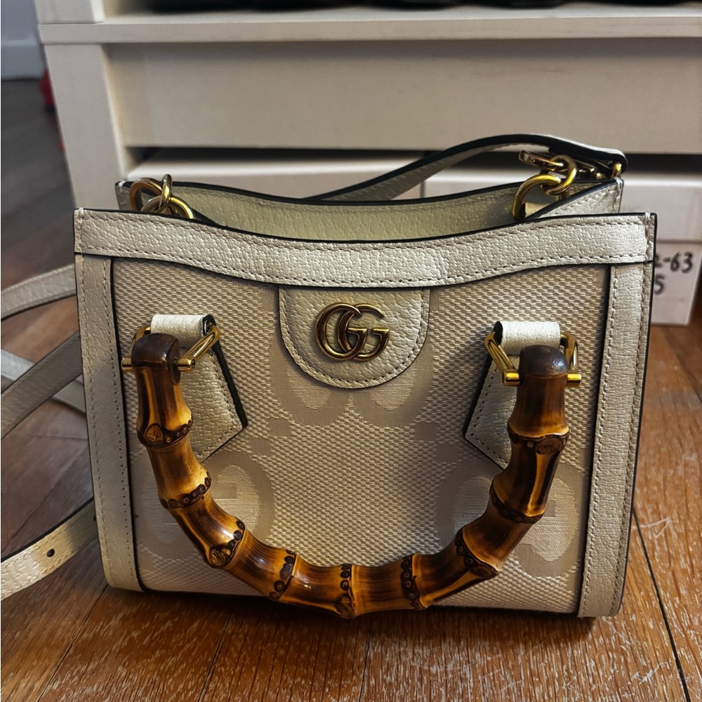 Gucci Beige Bamboo Accent Shoulder Bag